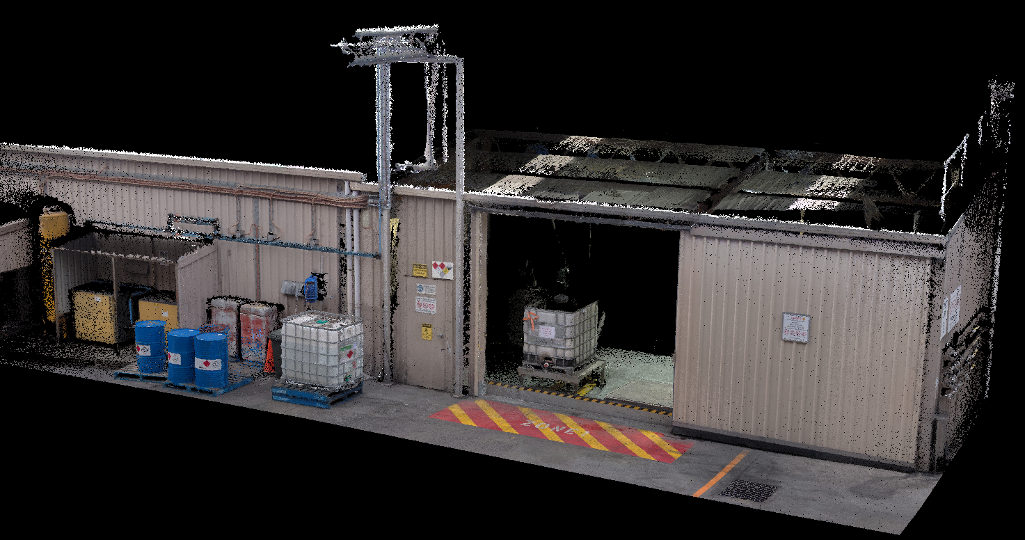 Real LiDAR point-cloud scan of an industrial facility