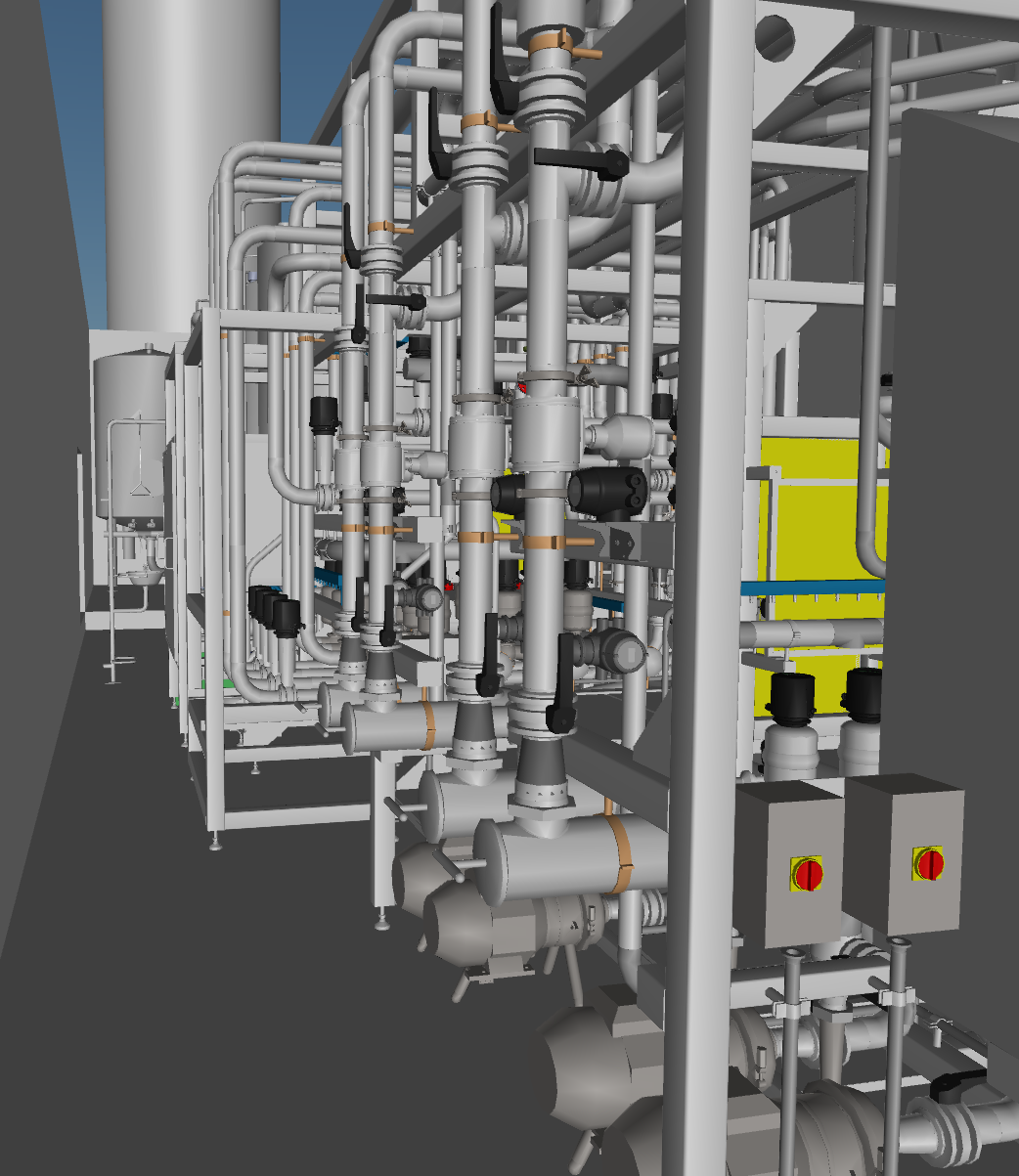 Detailed pipework model for processing plant